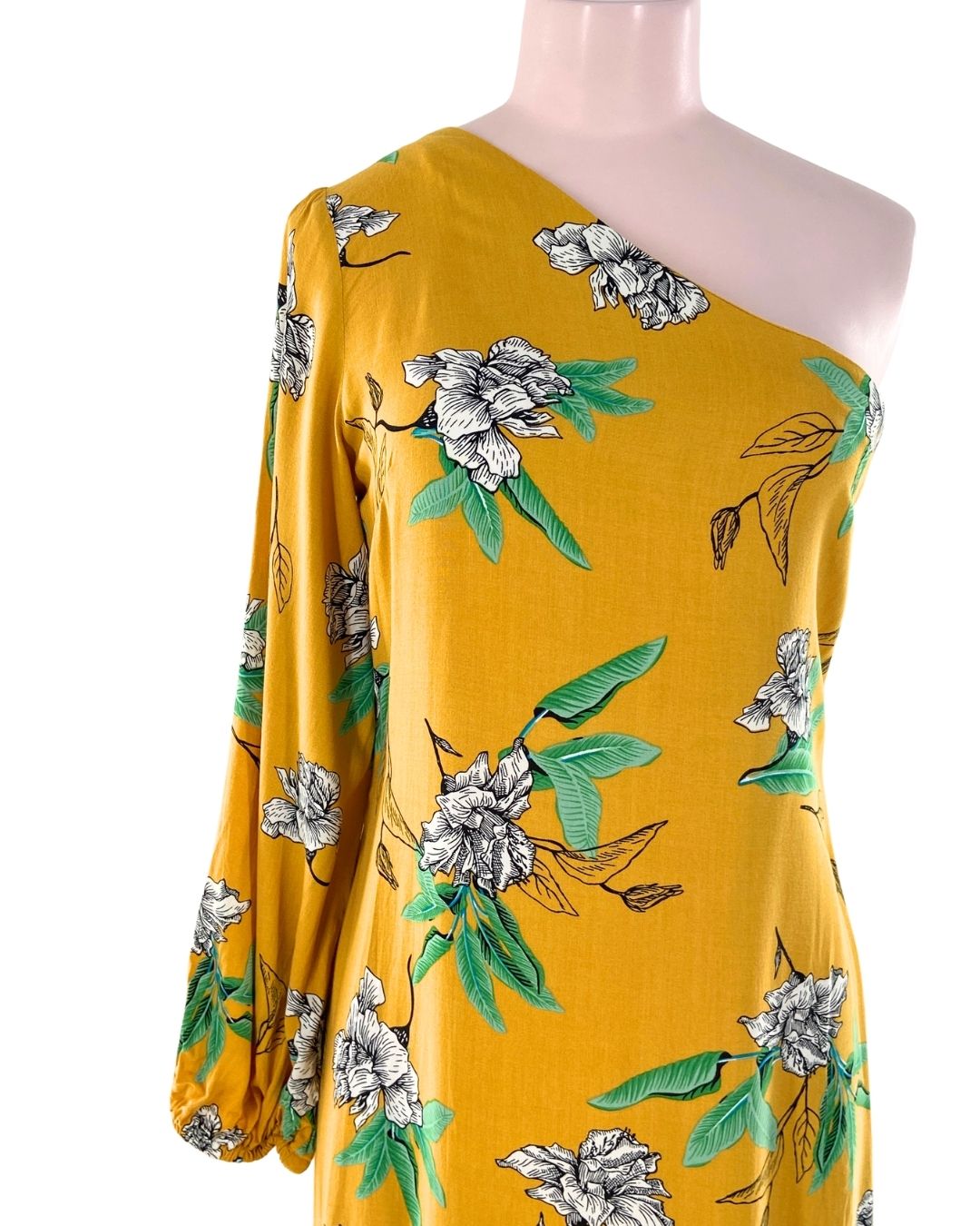 Maxi vestido one shoulder print