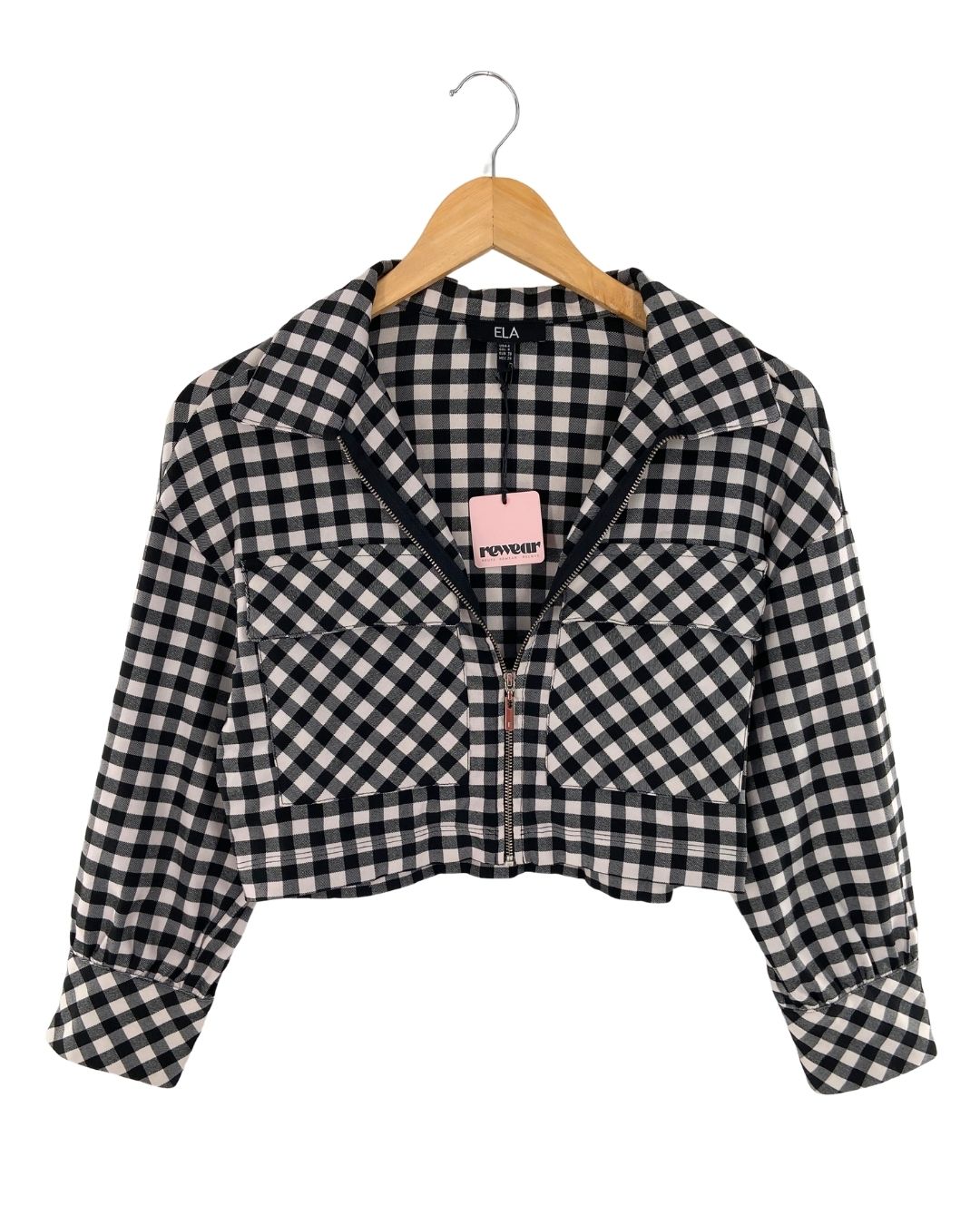 Chaqueta crop stretch cuadros