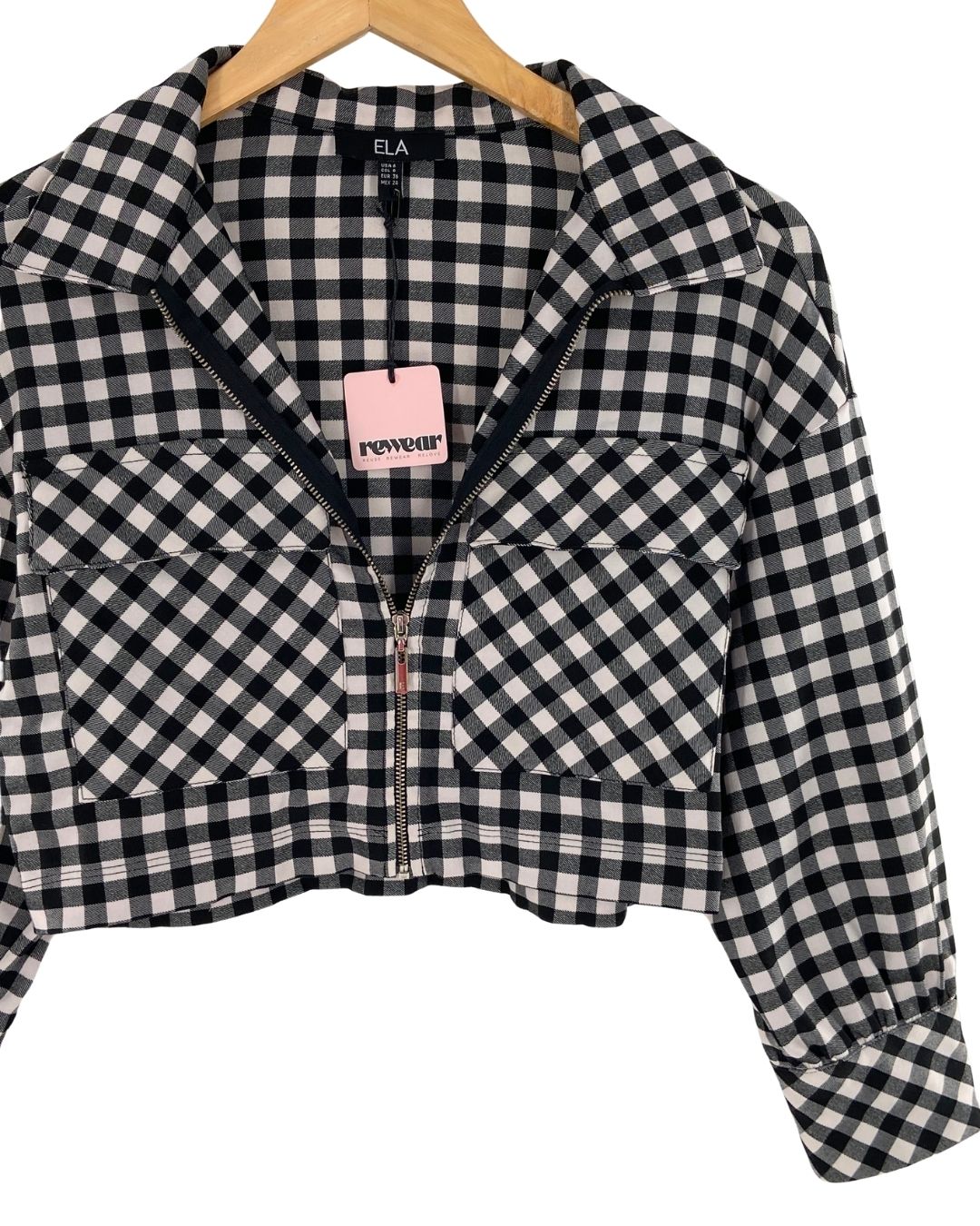 Chaqueta crop stretch cuadros
