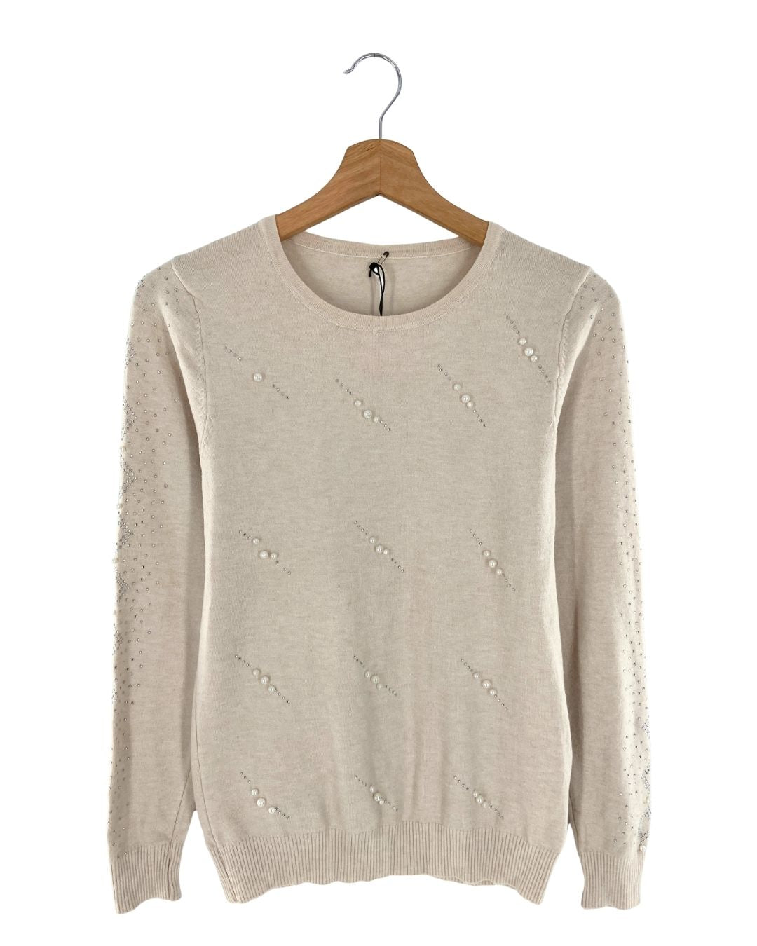 Jersey con detalles en perlas