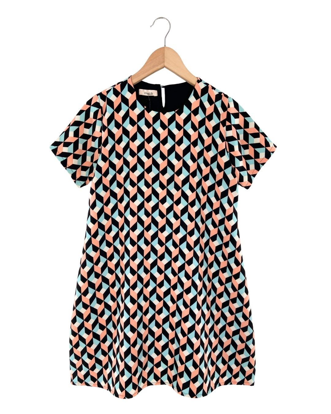Vestido midi manga corta print