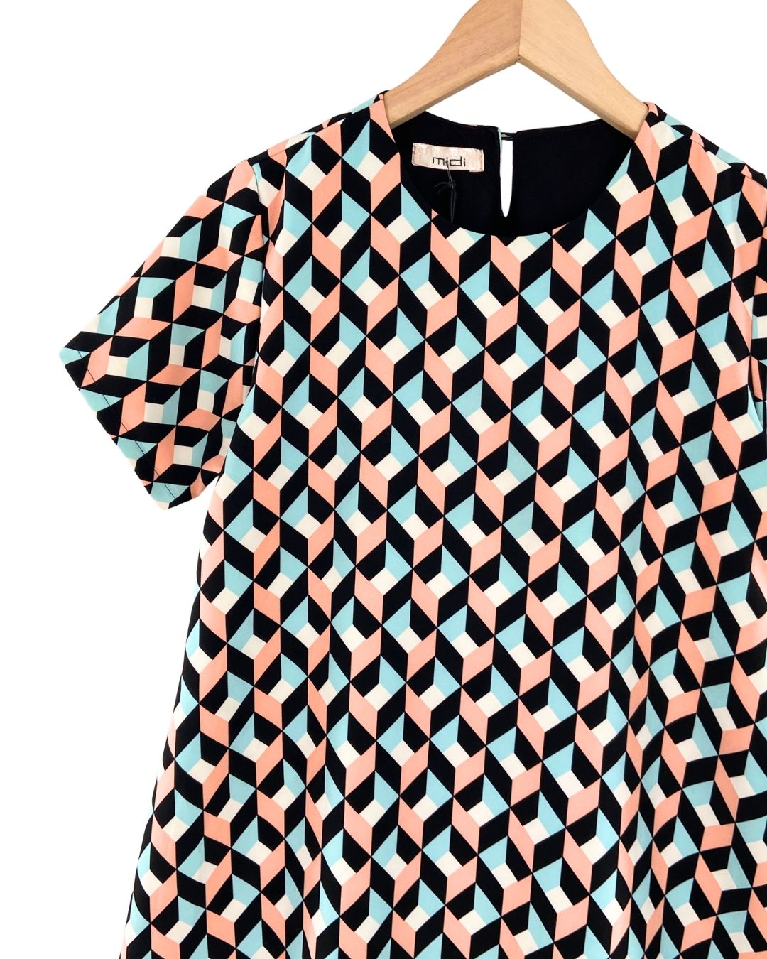 Vestido midi manga corta print