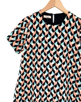 Vestido midi manga corta print
