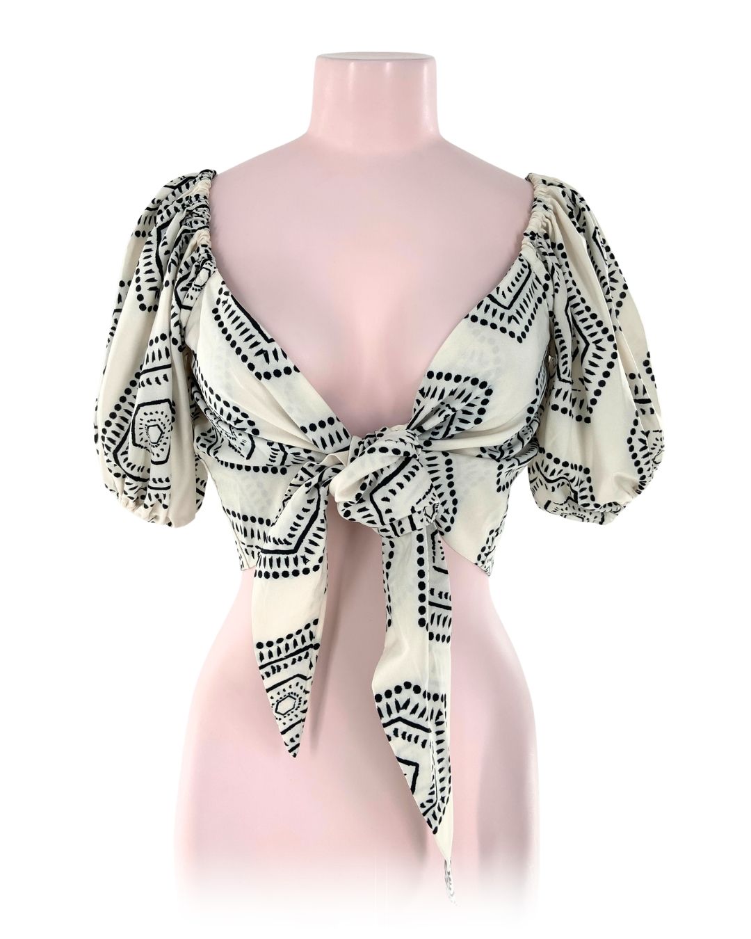 Blusa crop manga globo