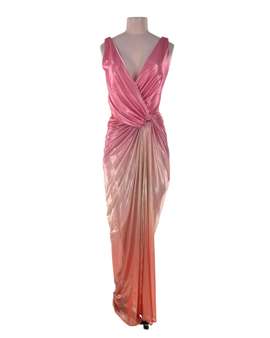 Maxi vestido brillante anudado