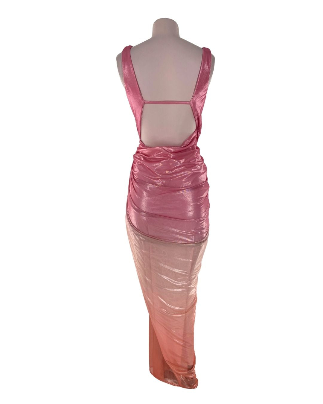 Maxi vestido brillante anudado