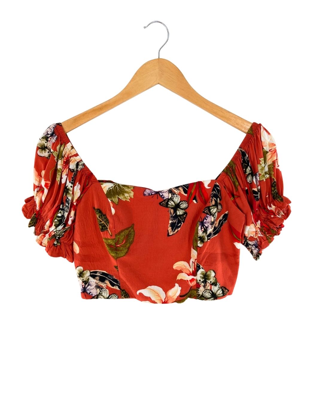 Blusa crop encauchada print