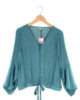 Blusa satinada vuelo en puños