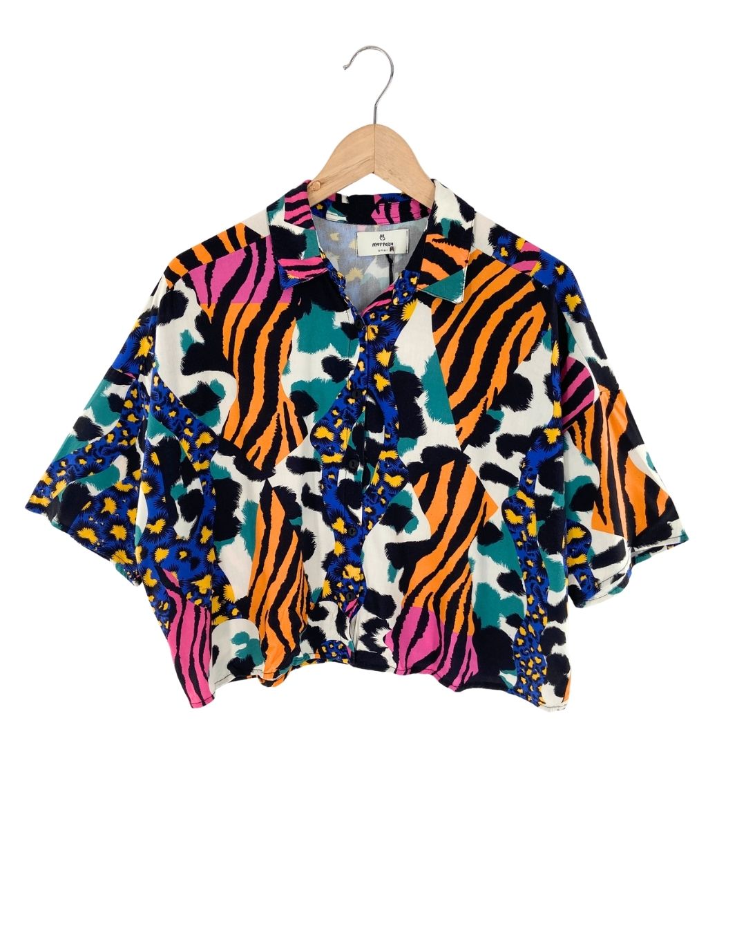 Camisa crop manga corta print