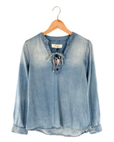 Blusa manga larga efecto denim