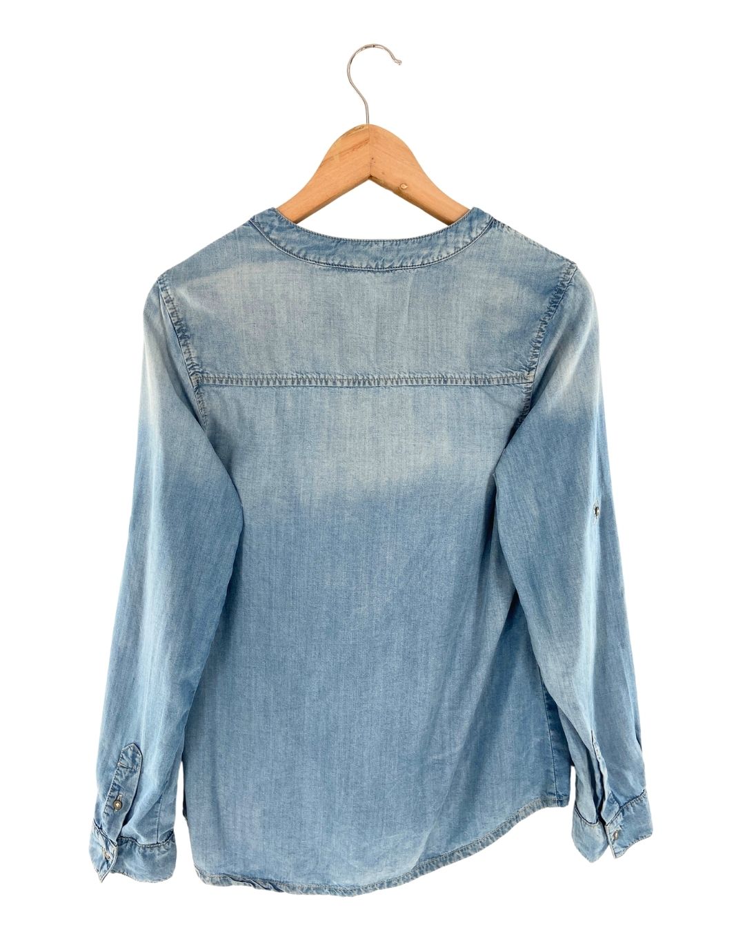 Blusa manga larga efecto denim