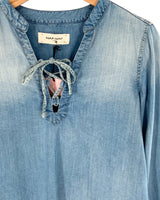 Blusa manga larga efecto denim