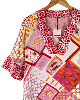 Vestido satinado print variado