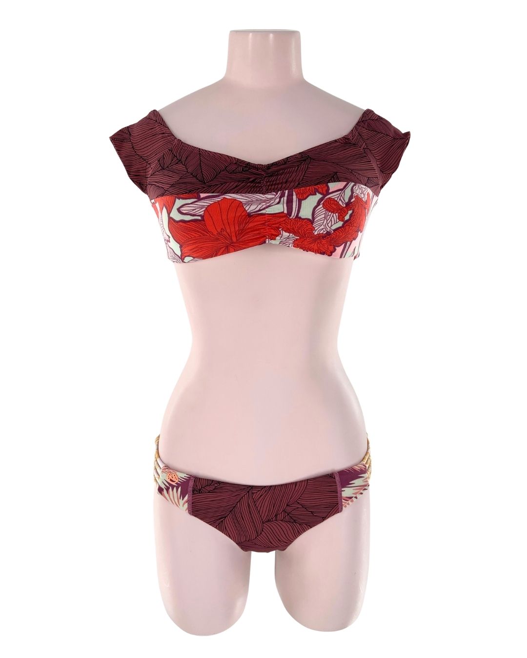Bikini reversible print hojas