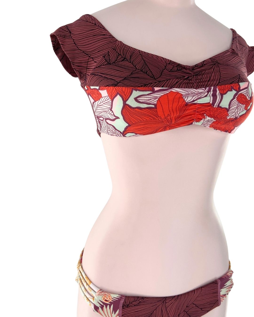 Bikini reversible print hojas