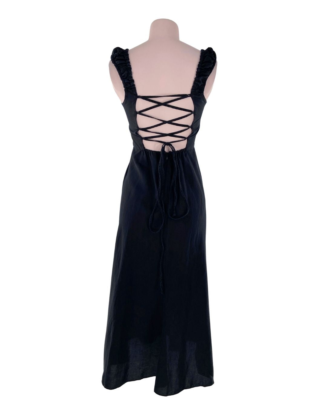Vestido de tiras encauchadas