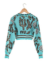 Saco crop tejido con diseño