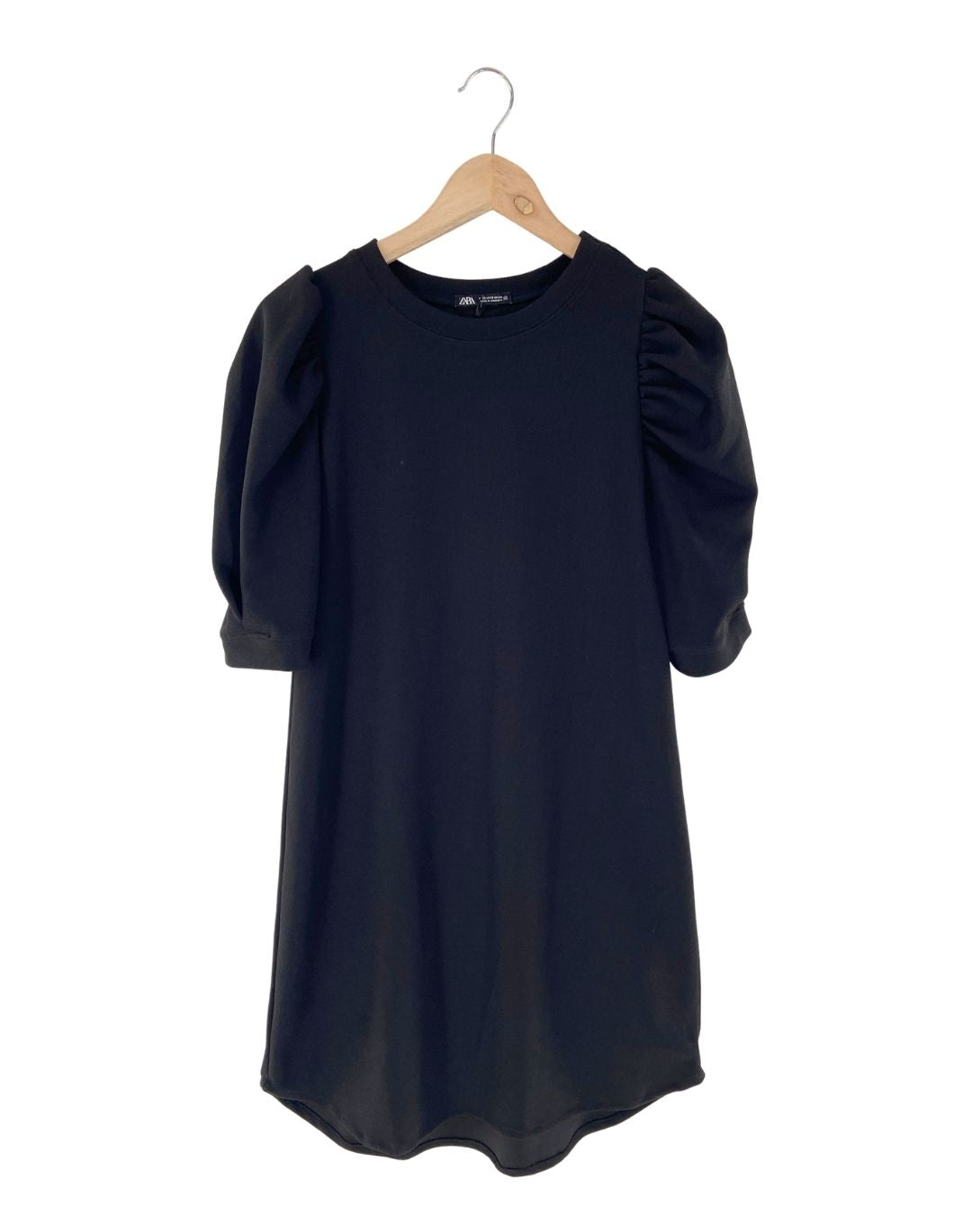 Vestido mini recto manga globo