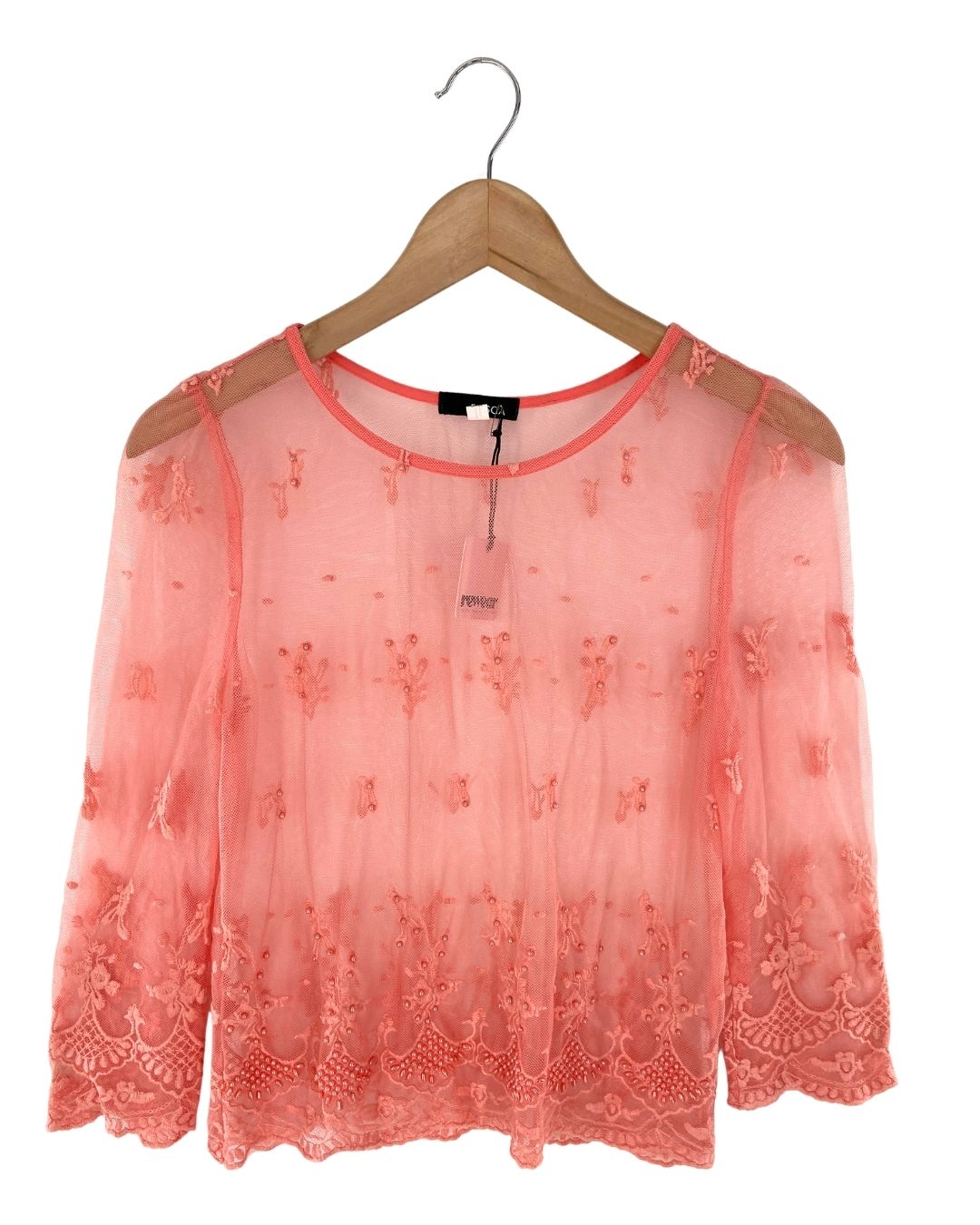 Blusa en mesh con recamado