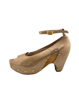 Peep toe en cuero con textura