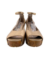Peep toe en cuero con textura