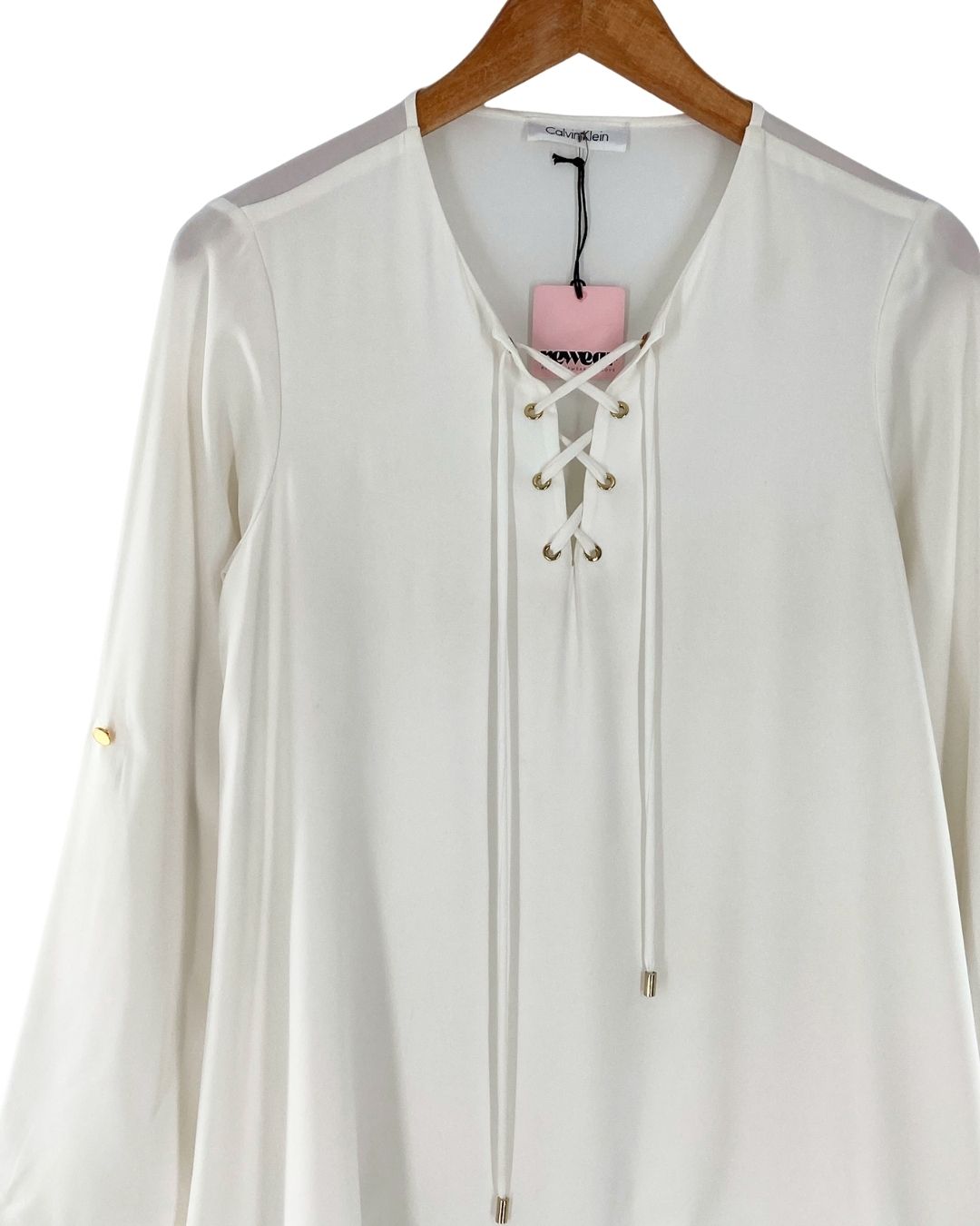 Blusa manga larga lace up