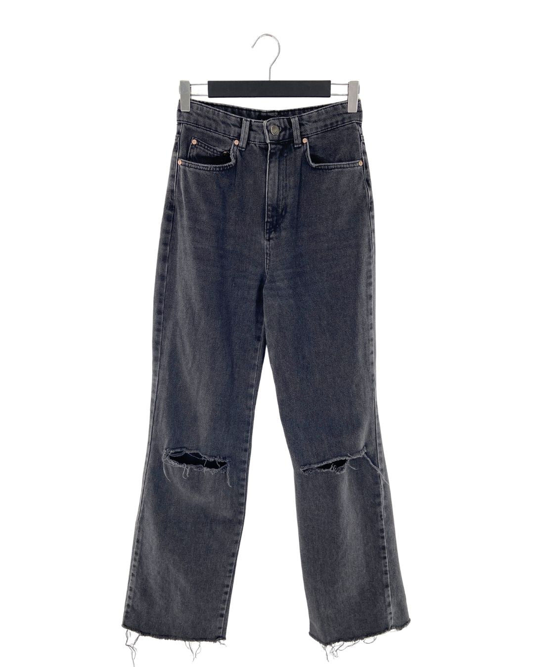 Jean rigido wide leg destroyed