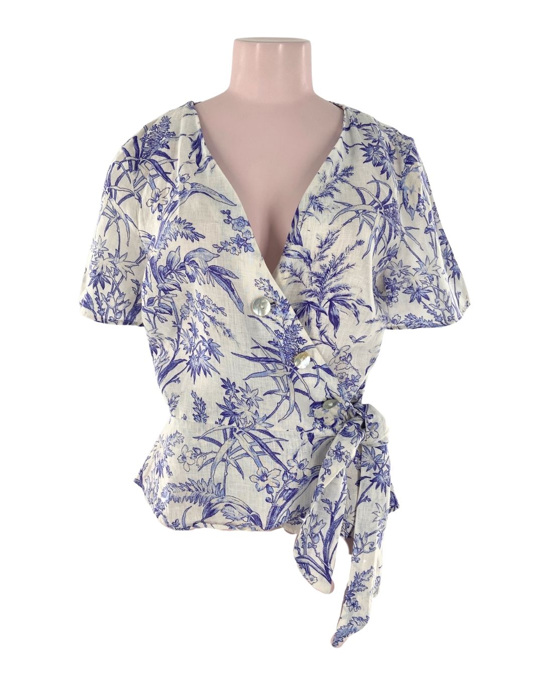 Blusa en lino print flores