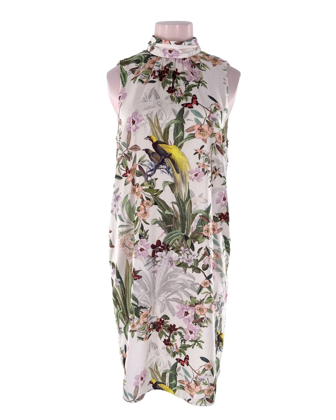 Vestido midi anudado en cuello
