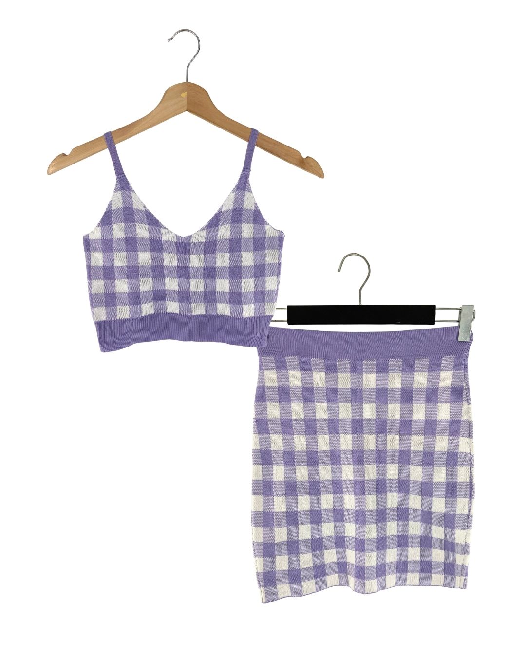 Set de top y falda mini tejida