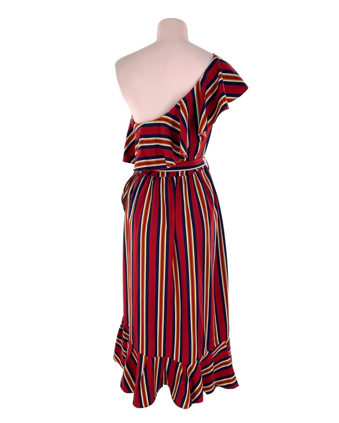 Vestido one shoulder a rayas