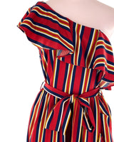 Vestido one shoulder a rayas