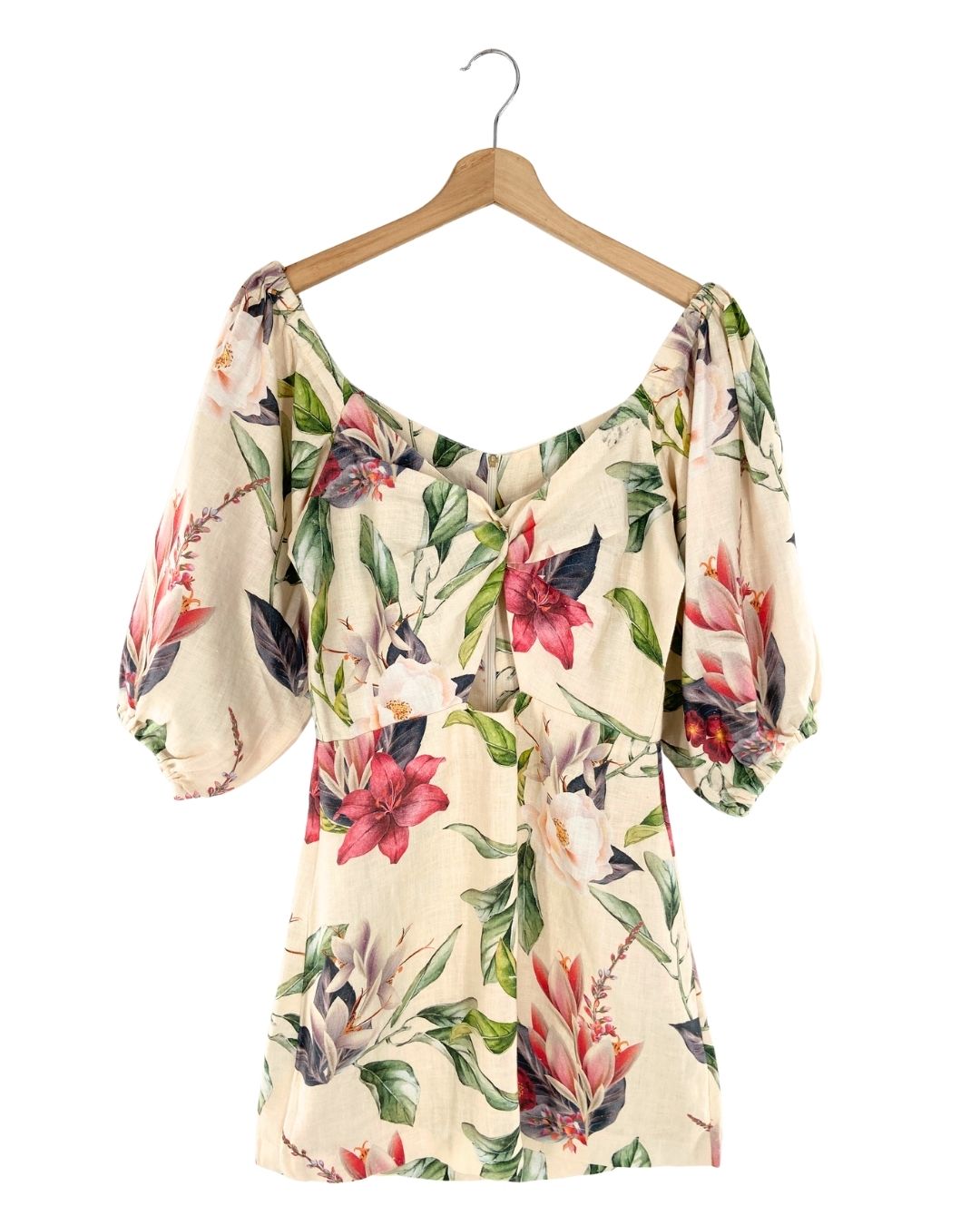 Vestido mini manga globo print