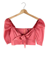 Blusa crop en tafeta stretch