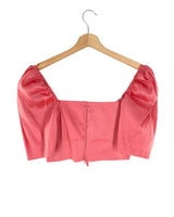 Blusa crop en tafeta stretch