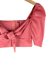 Blusa crop en tafeta stretch