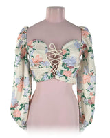 Blusa manga larga crop print