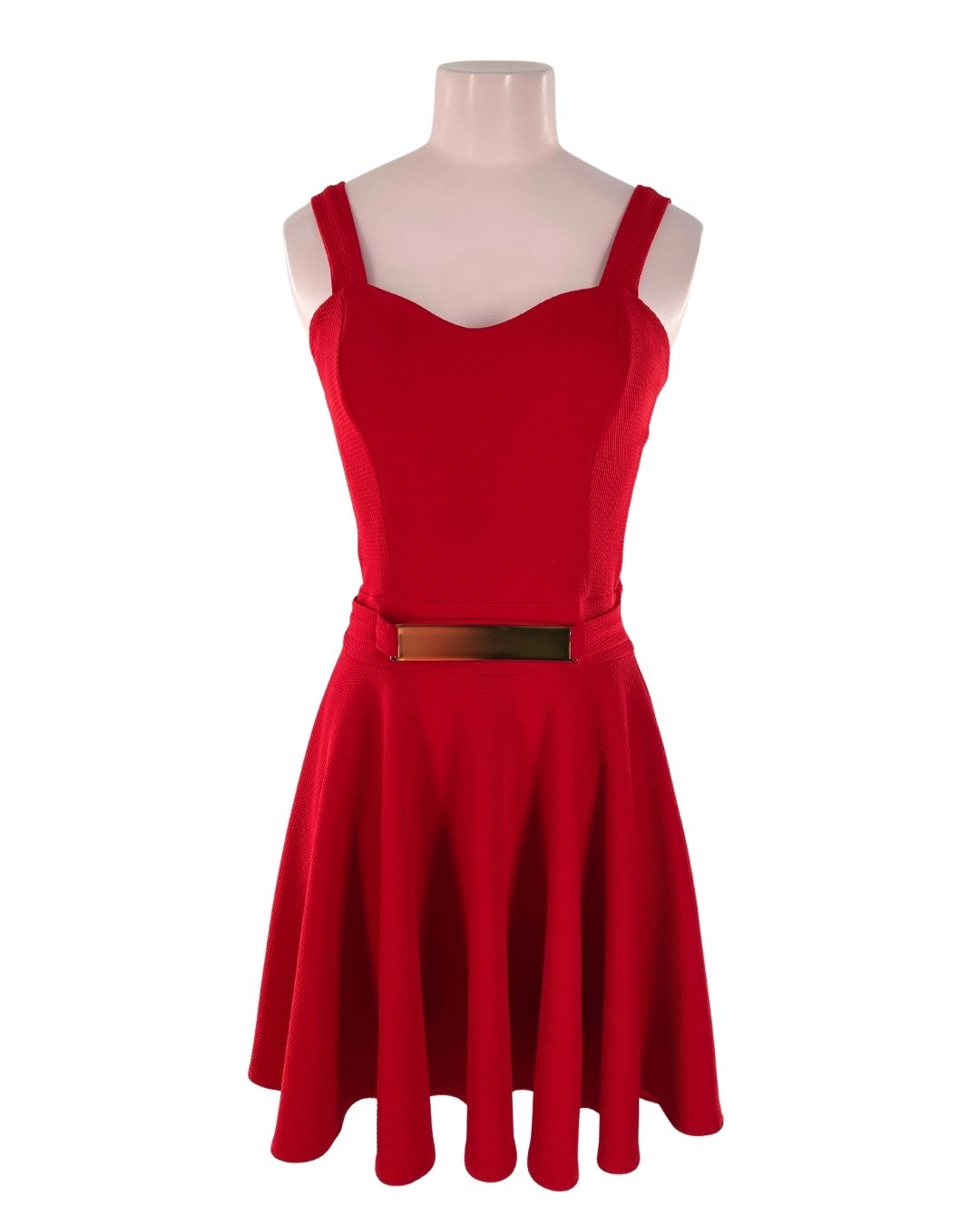 Vestido de tiras falda amplia