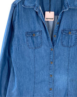 Vestido abotonado efecto denim