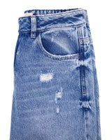 Mom jean rigido con desgastes