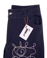 Jean wide leg con print