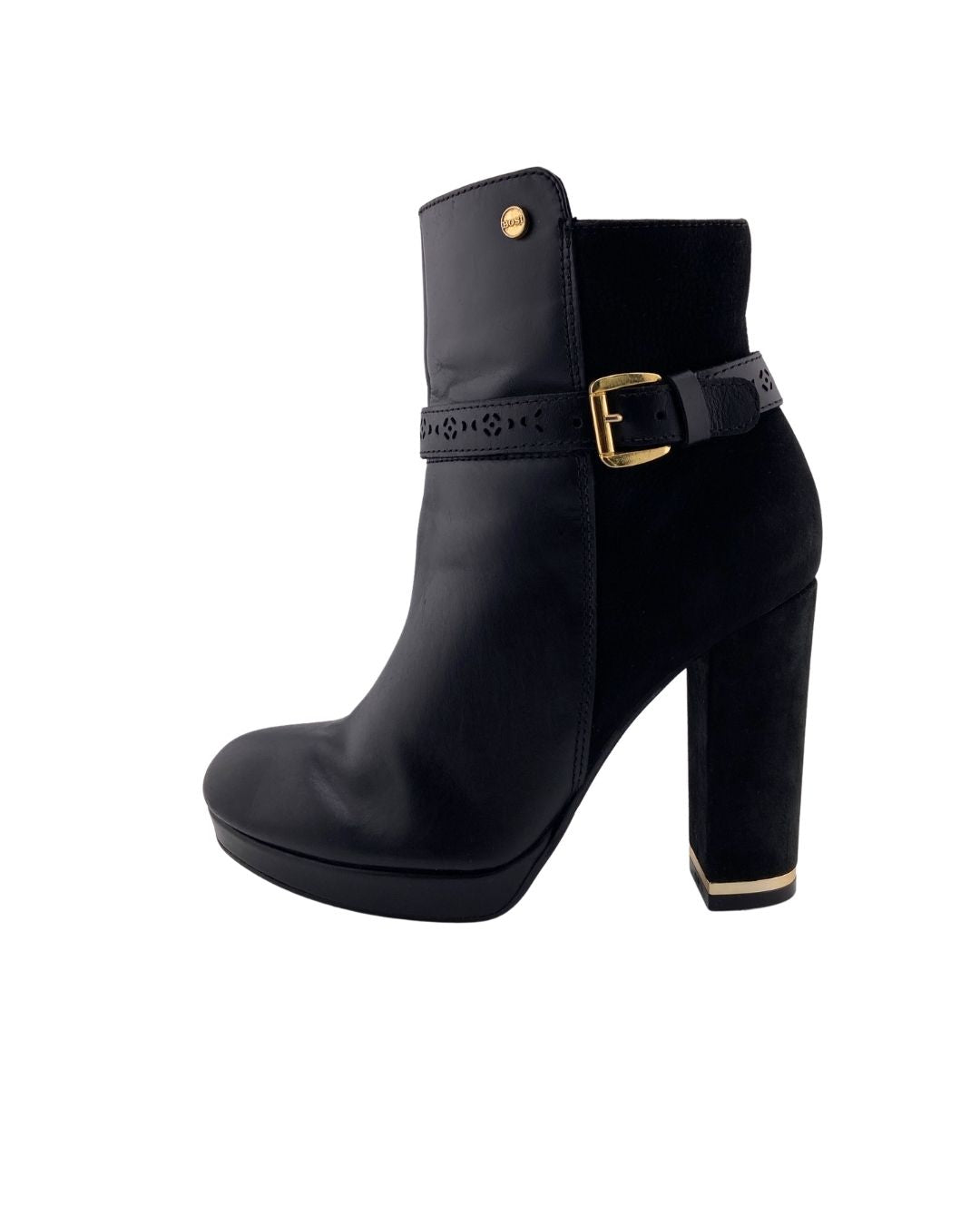 Botines de tacon en cuero