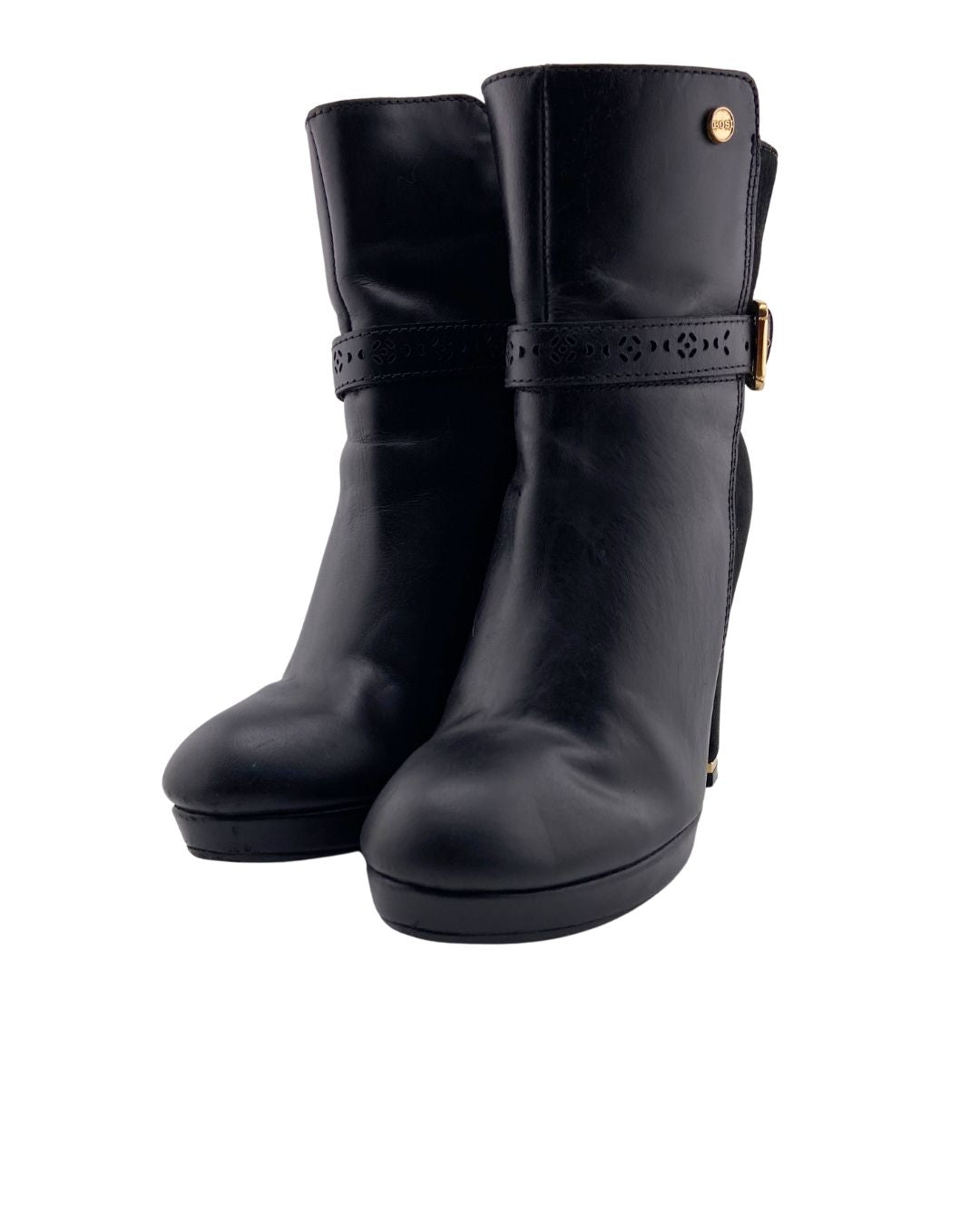 Botines de tacon en cuero
