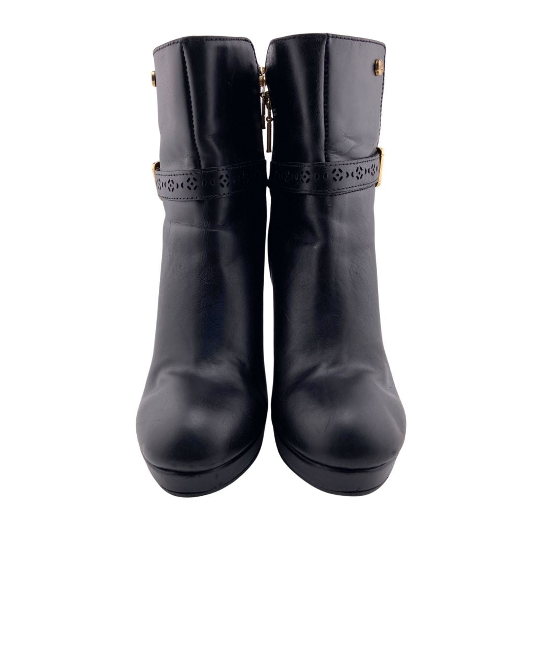 Botines de tacon en cuero