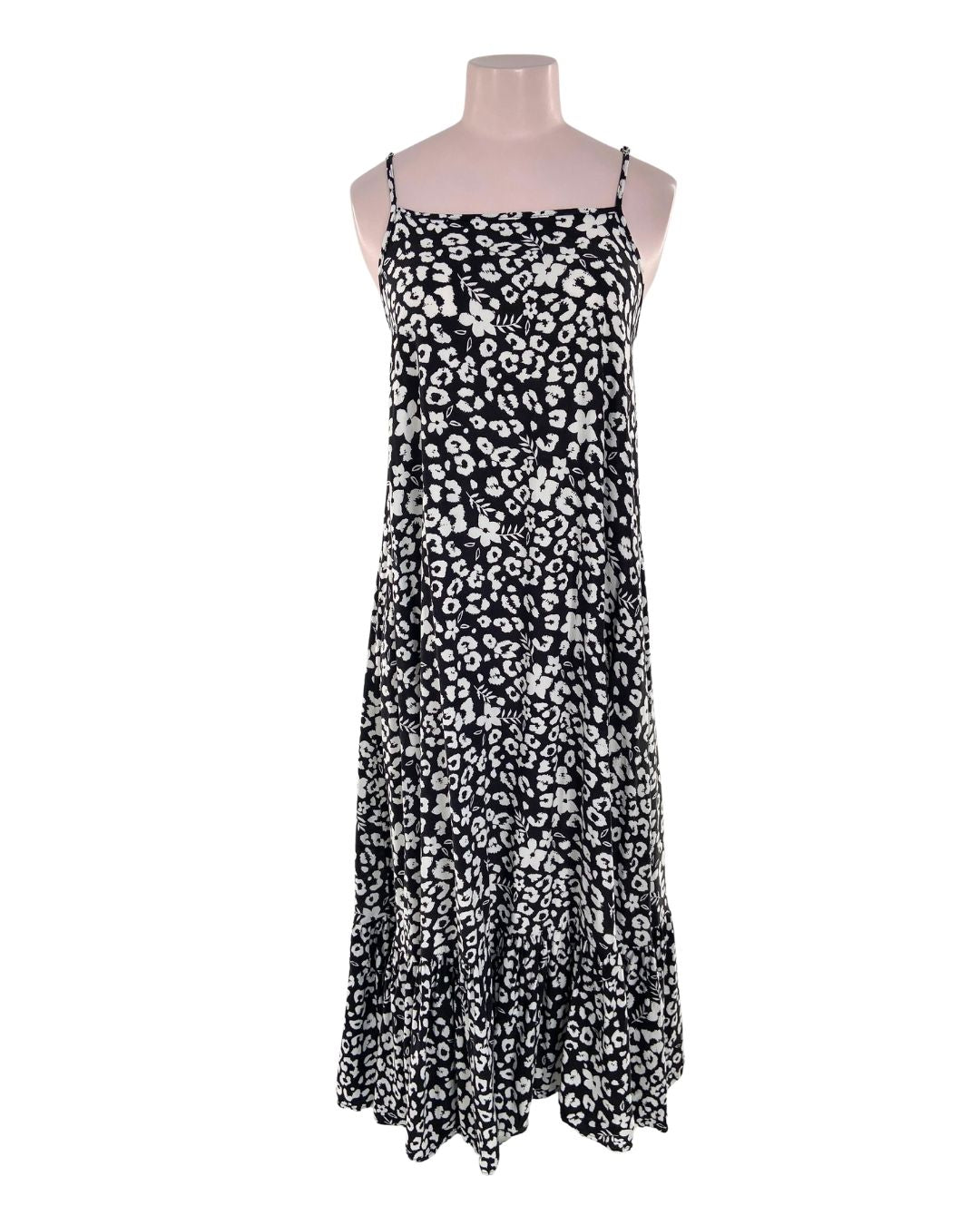 Vestido midi amplio de tiras