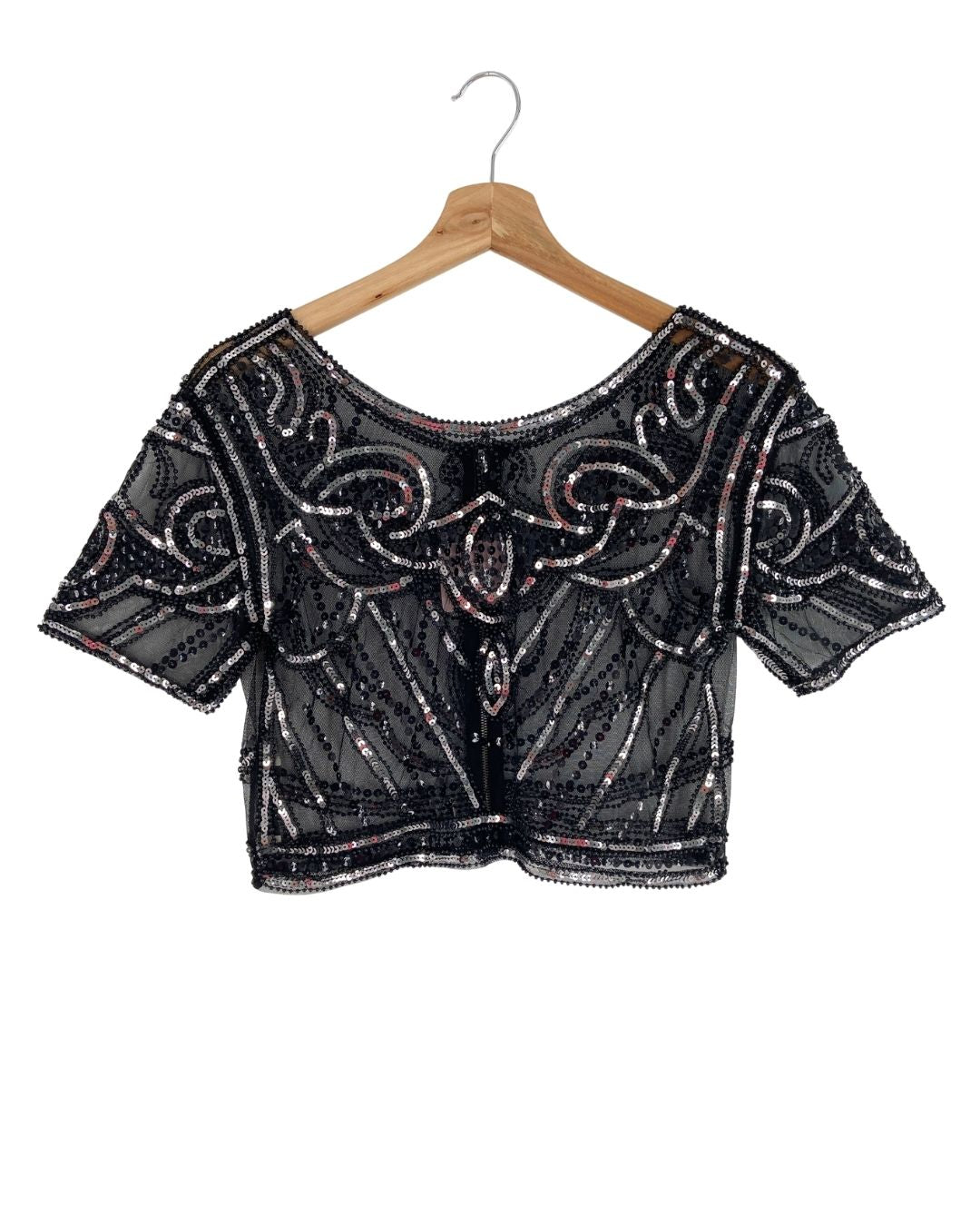 Blusa en mesh con recamado