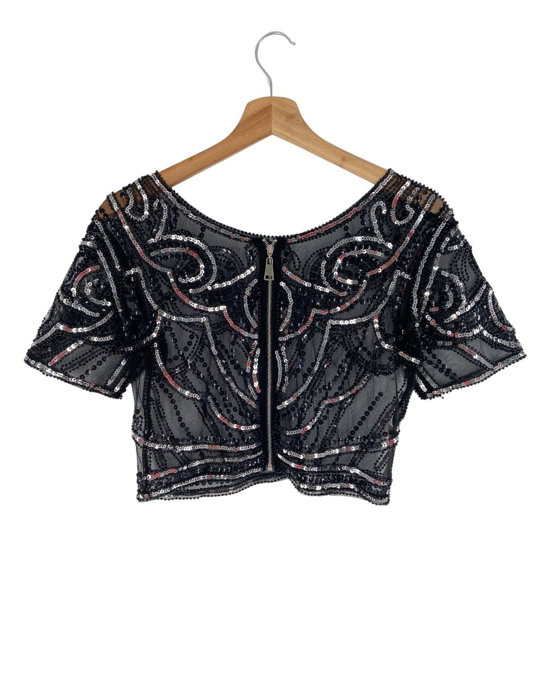 Blusa en mesh con recamado