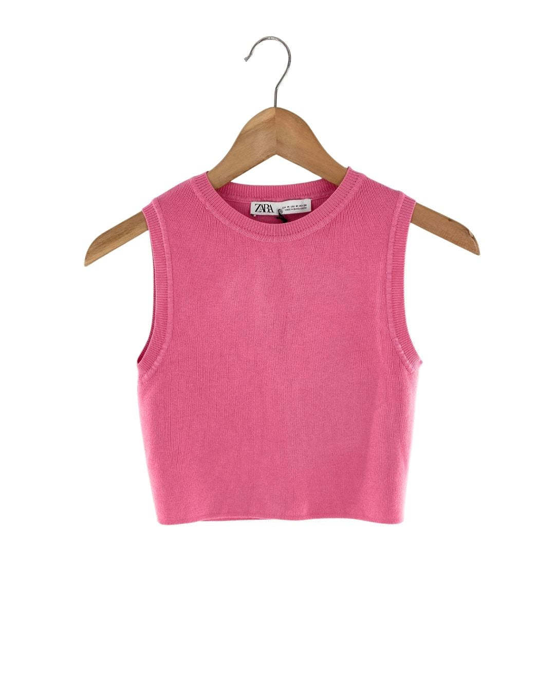 Blusa crop sleeveless tejida