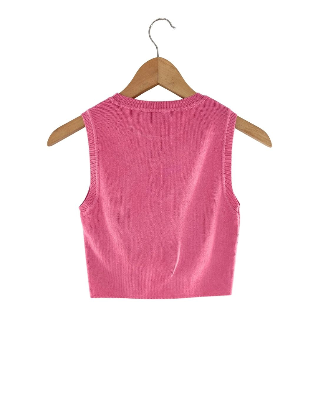 Blusa crop sleeveless tejida