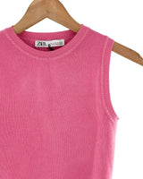 Blusa crop sleeveless tejida